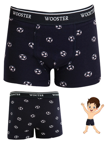 Lacivert Beyaz Futbol Topu Pamuklu Erkek Çocuk Boxer