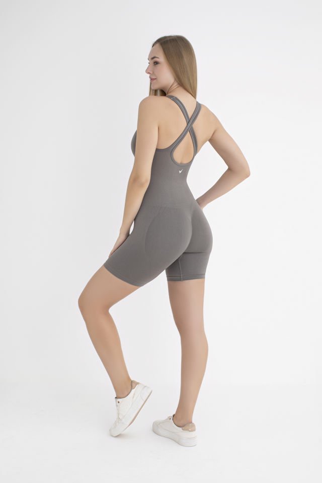 Kadın Spor Şort Tulum - Dikişsiz Toparlayıcı