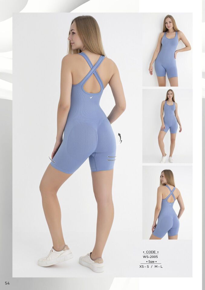 Kadın Spor Şort Tulum - Dikişsiz Toparlayıcı