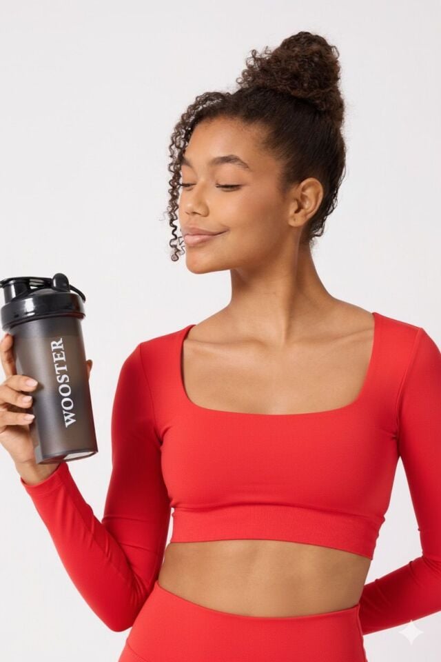 Parmak Detaylı Uzun Kollu Crop